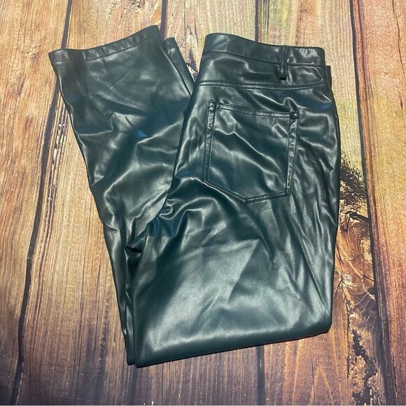 CALVIN KLEIN faux leather green pants Size 14 Preowned - Picture 2 of 10